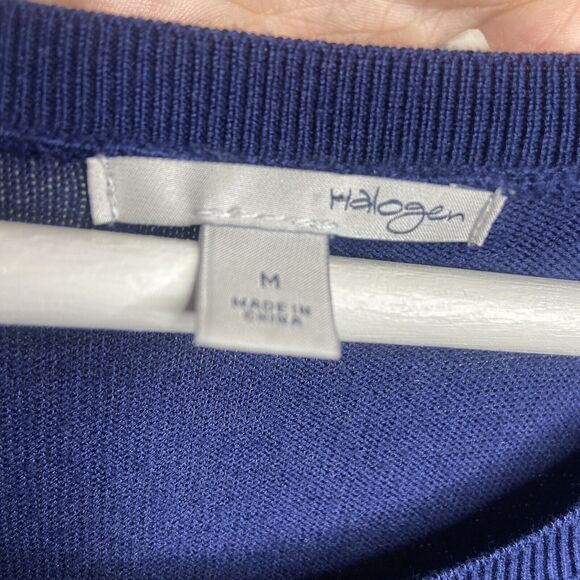 Halogen Navy Striped Detail Cardigan Sz M - Picture 6 of 6